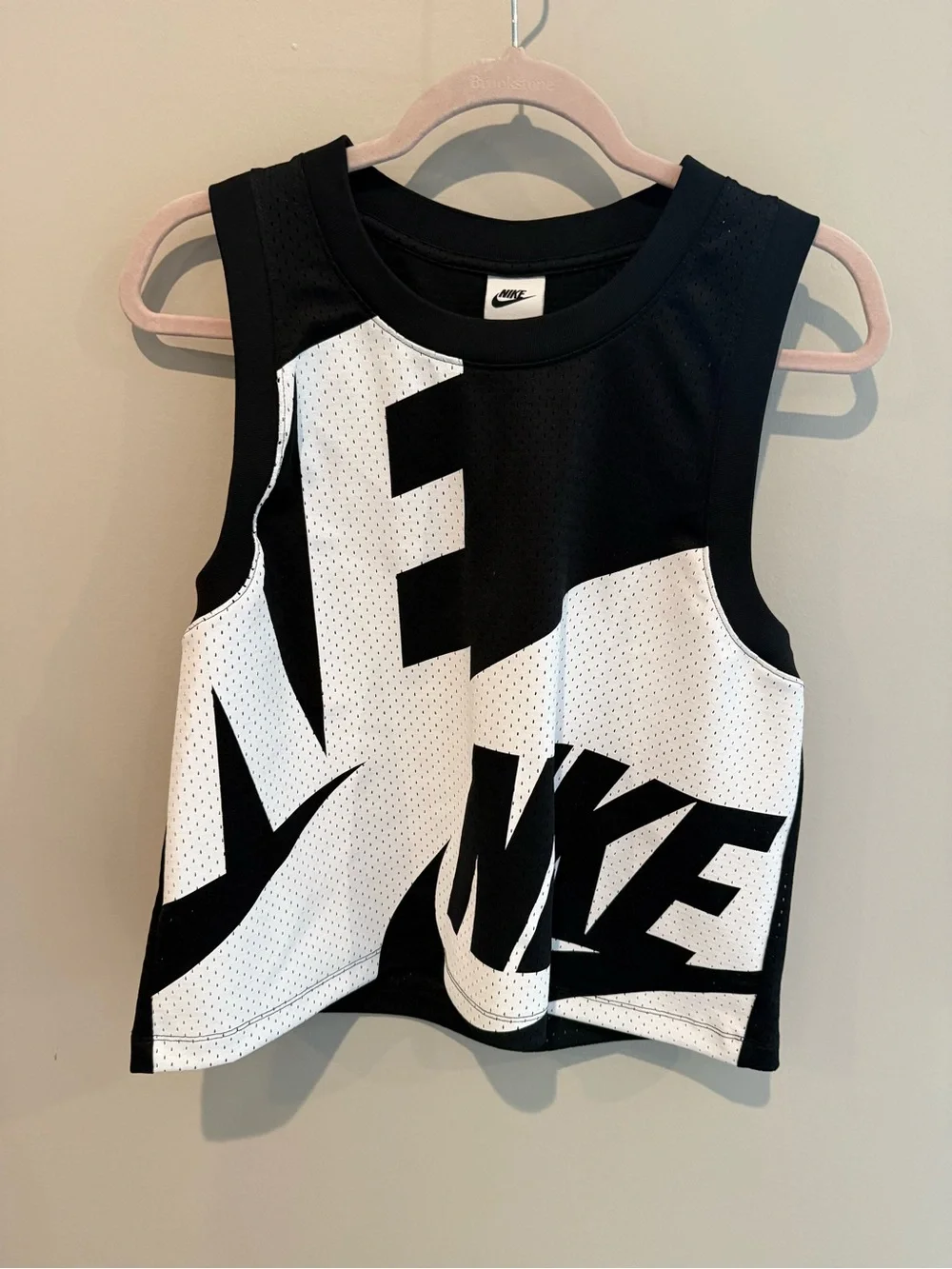 Nike Black & White Oversized Logo Mesh Tank